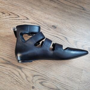 Ash Black Leather Flats